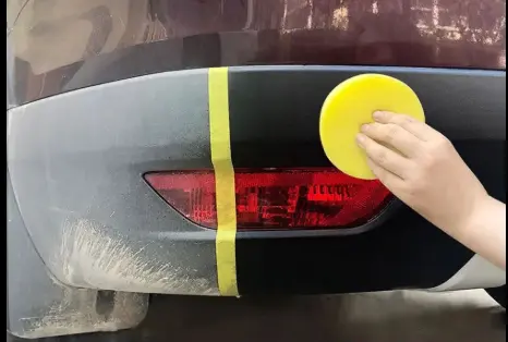 Plastic trim restoration treatment on car bumper Phoenix AZ